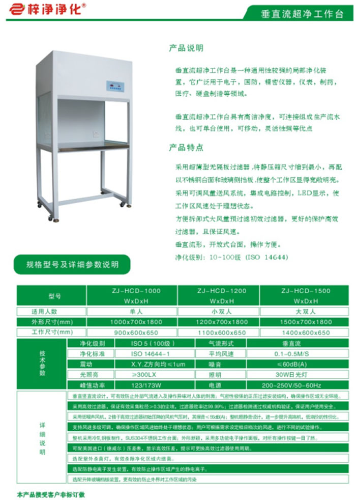 超凈工作臺(tái)參數(shù)